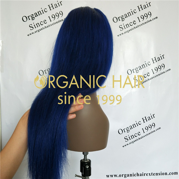 Blue color,130 density full lace wig with vigin remy human hair A54